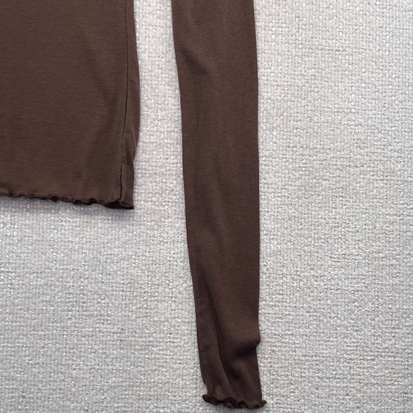 Free People Intimately Brown Mock Neck Long Sleeve Stretch Top Women's ___ - Picture 4 of 12